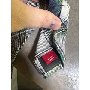 Merona Mens Necktie 100% Silk Plaid Green White One Size